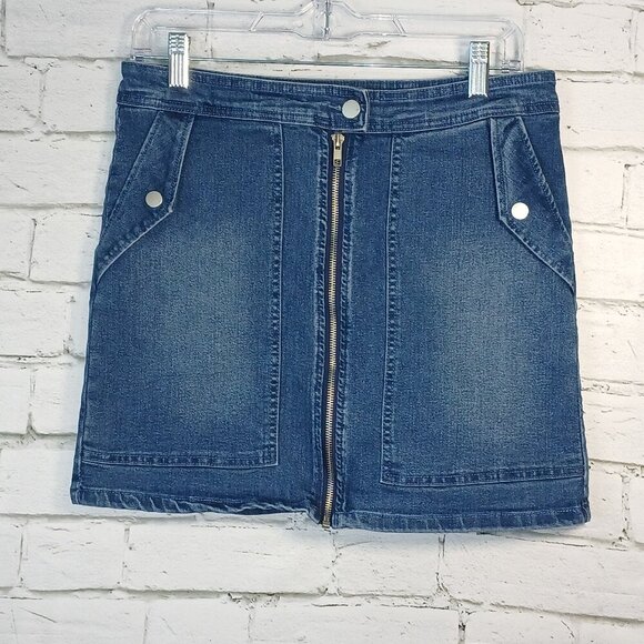 WOMENS UMGEE DENIM SKIRT, ZIP FRONT DETAIL, FRONT POCKETS, SIZE SMALL - Picture 1 of 7